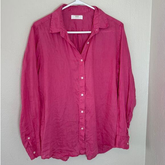 uniqulo Tops - Women's Uniqulo Pink Linen button down shirt top Size Large